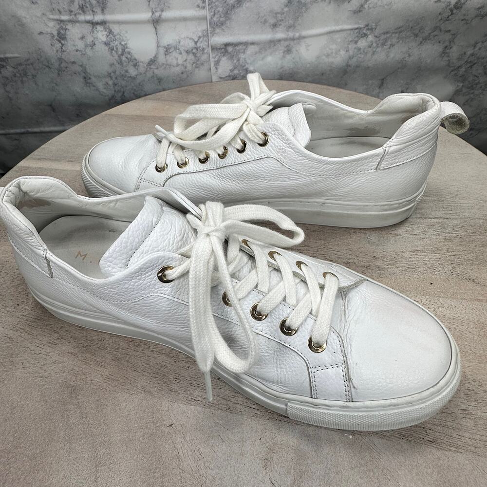 M.Gemi Women’s White Leather Sneakers Size 40 Italian Made Low Top Shoes - Picture 9 of 13